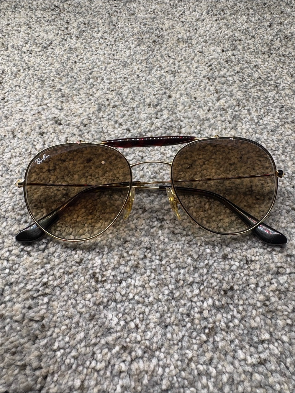 Ray-Ban RB3540 Aviator Outdoorsman Gold Frame Sunglasses with Brown Lenses